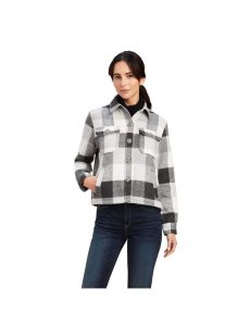 Ariat Ashford Shirt Jacket Heather Grey Plaid | QXPFLB-094