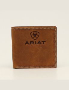 Ariat Bifold Wallet Stacked Logo Medium Brown | ULTXMA-063