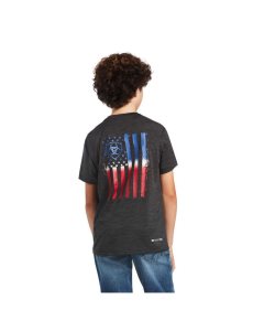 Ariat Charger Patriotic Tee Charcoal | YHSOQF-475