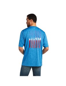 Ariat Charger Vertical Flag Tee Rush Of Blue | DVCZTW-894