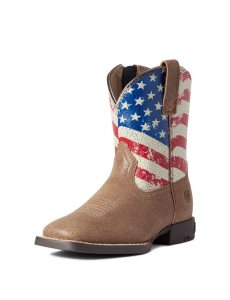 Ariat Child Stars and Stripes Western Boot Authentic Brown | IYQXLO-764