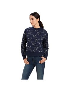 Ariat Contour Equine Crew Sweatshirt Navy Eclipse | ORYUZA-793