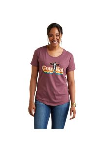 Ariat Cow Gal T-Shirt Burgundy Heather | HSGKPF-138