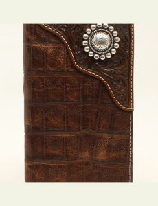 Ariat Croc embossed corner rodeo wallet Brown | XTNQOE-731