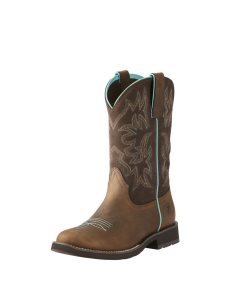 Ariat Delilah Round Toe Western Boot Distressed Brown | ECKNDM-419