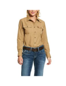 Ariat FR Featherlight Work Shirt Khaki | CNDGUJ-931