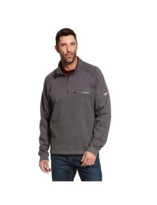 Ariat FR Rev 1/4 Zip Top Charcoal Heather | BMFSAY-852