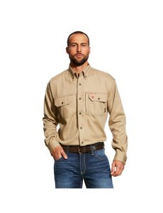 Ariat FR Solid Vent Work Shirt Khaki | ITWPYR-780