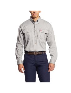 Ariat FR Solid Vent Work Shirt Silver Fox | OGNYAS-409