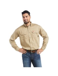 Ariat FR Solid Work Shirt Khaki | BTCZME-142