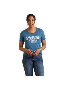 Ariat Farm Life T-Shirt Steel Blue Heather | BKYOUG-789