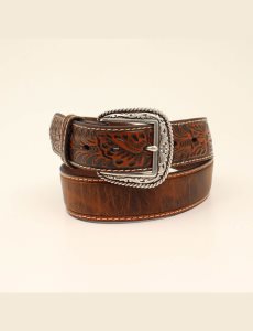 Ariat Floral embossed ends belt Brown | EYBIRM-864