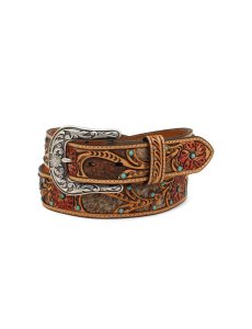 Ariat Flower/Calf Hair Belt Tan | NGHFEV-839