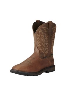 Ariat Groundbreaker Wide Square Toe MetGuard MetGuard Steel Toe Work Boot Brown | EUTPXW-854