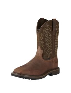 Ariat Groundbreaker Wide Square Toe Steel Toe Work Boot Brown | IDGUBK-872