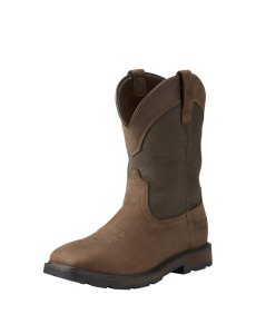 Ariat Groundbreaker Wide Square Toe Waterproof Steel Toe Work Boot Palm Brown | BNRHDK-620