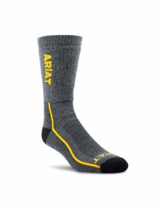 Ariat Heavyweight Merino Wool Steel Toe Performance Work Sock Grey | WUERMN-879