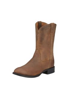 Ariat Heritage Roper Western Boot Distressed Brown | ARGETD-256