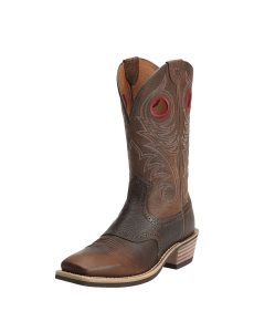 Ariat Heritage Roughstock Wide Square Toe Western Boot Brown Oiled Rowdy | YWQRPS-728