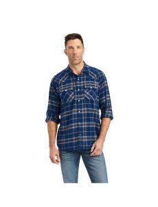 Ariat Holcombe Retro Fit Shirt Estate Blue | QXMFNY-732