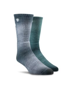 Ariat Incognito Graphic Crew Work Sock 2 Pair Multi Color Pack Grey/Green | BQELXI-873