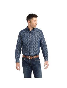 Ariat Keanu Classic Fit Shirt Chambray Blue | AORECQ-348