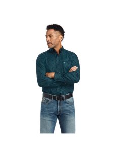 Ariat Kyler Fitted Shirt Ocean Depths | OCZKSU-648