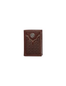 Ariat Lattice embossed trifold wallet Brown | MQPXBI-147