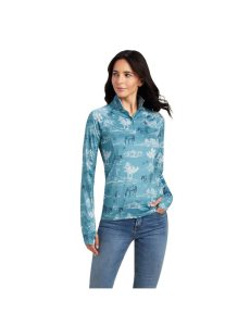 Ariat Lowell 2.0 1/4 Zip Baselayer Arctic Frolic Print | XJFUZW-158