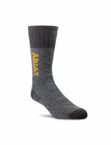 Ariat Marl Thermal Wool Blend Work Sock 2 Pair Pack Charcoal | ILYKGC-870