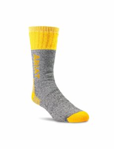 Ariat Marl Thermal Wool Blend Work Sock 2 Pair Pack Grey/Orange | MXPVJD-520