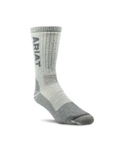 Ariat Midweight Merino Wool Blend Steel Toe Work Sock Grey | KMGBDR-571