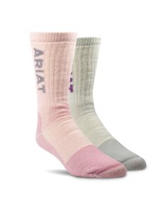 Ariat Midweight Merino Wool Blend Steel Toe Work Sock 2 Pair Multi Color Pack Multi | LZTCNA-156