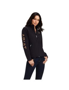 Ariat New Team Softshell Jacket Black/Leopard | HVWEXT-398