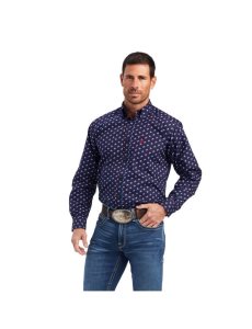 Ariat Nosson Classic Fit Shirt Maritime Blue | CIGWTM-675