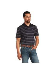 Ariat Ombre Stripe Ftd Polo Black | ISTFXK-813