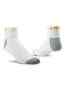 Ariat Premium Ringspun Cotton Quarter Crew Work Sock 3 Pair Pack White | IBQZMN-634