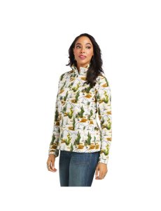 Ariat Printed Fleece 1/4 Zip Sweatshirt Cactus Scenery | VHPQCI-683