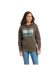 Ariat REAL Arm Logo Hoodie Banyan Bark | MQDXLF-602