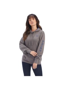 Ariat REAL Arm Logo Hoodie Heather Charcoal | WLPXSD-579