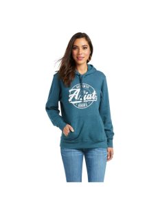 Ariat REAL Arm Logo Hoodie Teal | HOKNTE-703