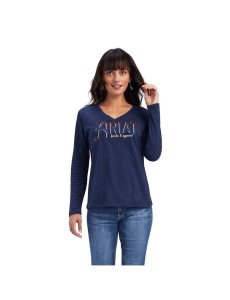 Ariat REAL Chest Logo Relaxed Tee Navy Heather | SKIWJP-895