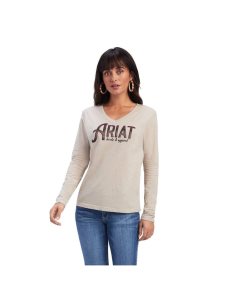 Ariat REAL Chest Logo Relaxed Tee Oatmeal Heather | LRKVFE-386