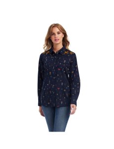 Ariat REAL Dakota Snap Shirt Navy Multi Print | AKDVLI-204