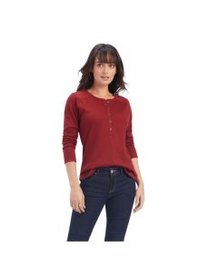 Ariat REAL Henley Shirt Rouge Red | OUFAER-935