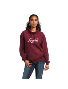 Ariat REAL Logo Script Cowl Sweatshirt Heather Zinfandel | ITKCYQ-527