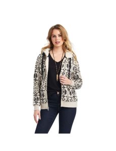 Ariat REAL Sherpa Full Zip Hoodie Oaxaca Print | WJEQHD-041