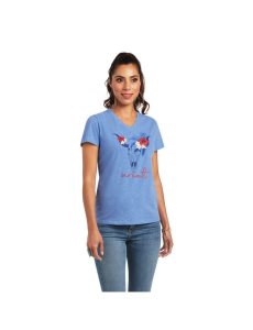 Ariat REAL Tropic Steerhead Tee Reykjavik Blue | LZRNTB-409