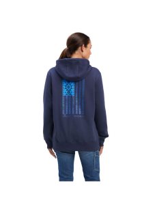 Ariat Rebar Aztec Flag Graphic Hoodie Mood Indigo | PSIGRH-467