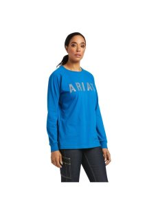 Ariat Rebar CottonStrong Block T-Shirt Mykonos Blue | MNBDWP-126